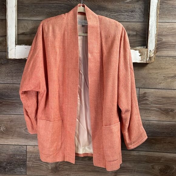 Emil Rutenberg Ladies Silk Tweed Vintage Blazer Jacket, Size Small, Coral - Picture 2 of 7